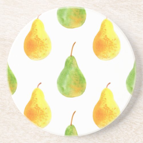 Hand_drawn pears watercolor food picture coaster