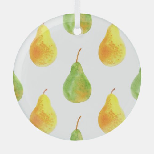 Hand_drawn pears watercolor food picture glass ornament
