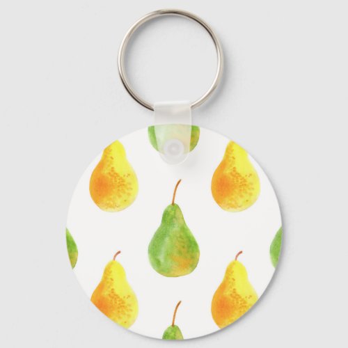 Hand_drawn pears watercolor food picture keychain