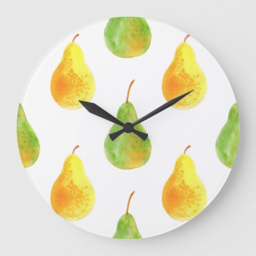 Hand_drawn pears watercolor food picture large clock