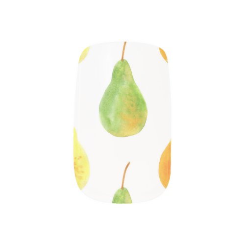 Hand_drawn pears watercolor food picture minx nail art