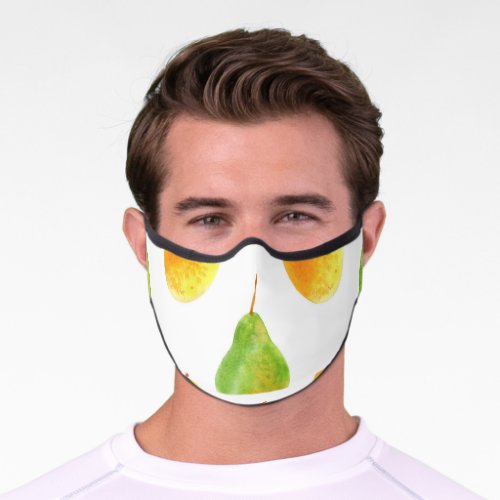 Hand_drawn pears watercolor food picture premium face mask
