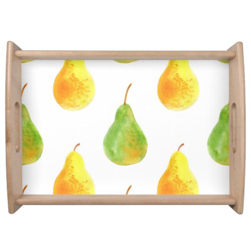 Hand_drawn pears watercolor food picture serving tray