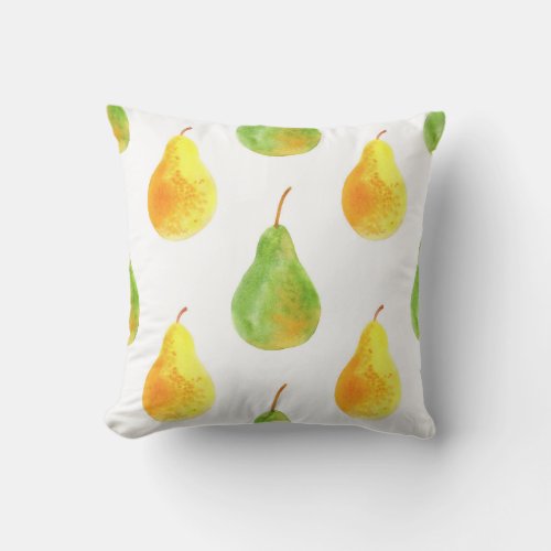 Hand_drawn pears watercolor food picture throw pillow