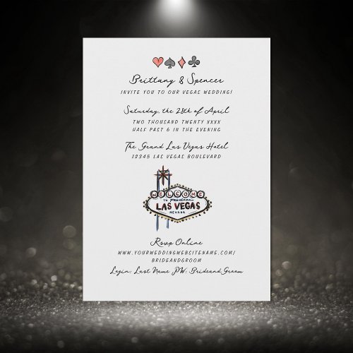 Hand Drawn Pen and Ink Las Vegas Wedding Invitation