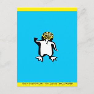 Hand drawn PENGUIN - Endangered animal - Blue Postcard