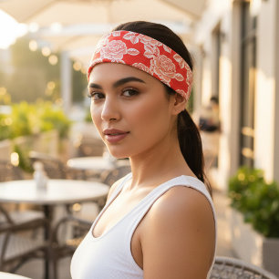 Hand Drawn Peony Floral  Bandana