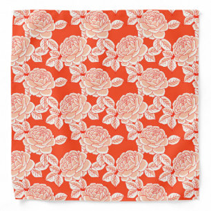 Hand Drawn Peony Floral Bandana