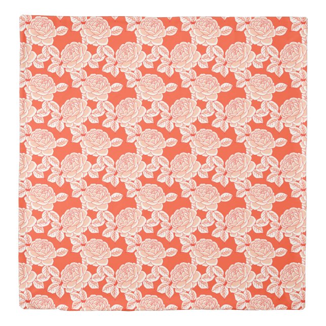Hand Drawn Peony Floral Duvet Cover (Front)
