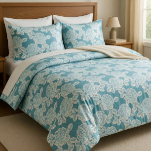 Hand Drawn Peony Floral Duvet Cover