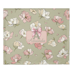 Hand-Drawn Peony Pattern Duvet Cover