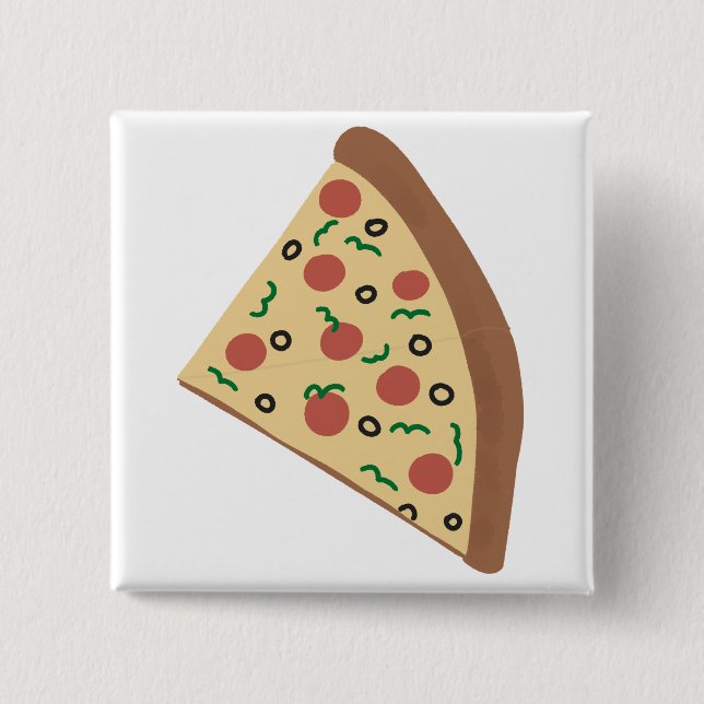Hand Drawn Pepperoni Pizza Slice Button (Front)