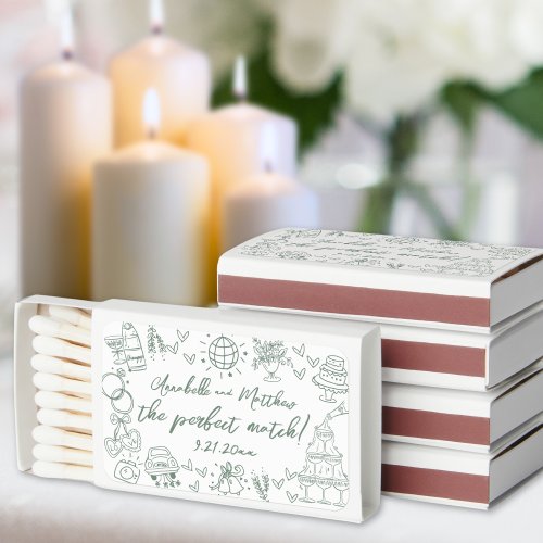 Hand Drawn Perfect Match Green Whimsical Wedding