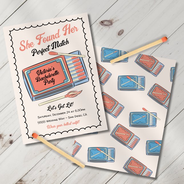 Hand drawn Perfect Match Matchbox Party Invitation (Creator Uploaded)