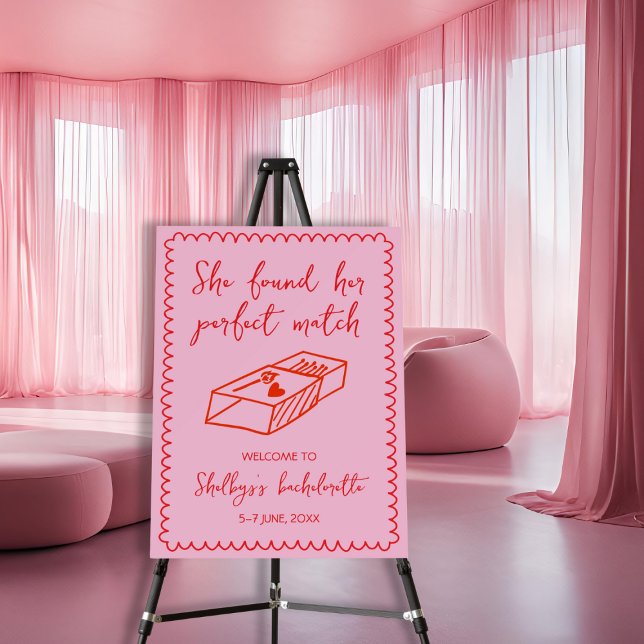 Hand Drawn Perfect Match Pink Bachelorette Welcome Foam Board (Hand Drawn Perfect Match Pink Bachelorette Welcome Foam Board)