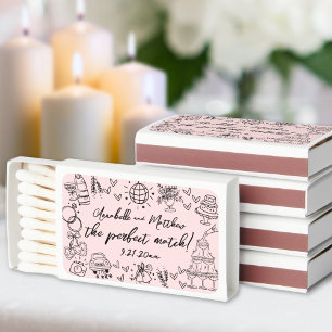 Hand Drawn Perfect Match Pink Whimsical Wedding