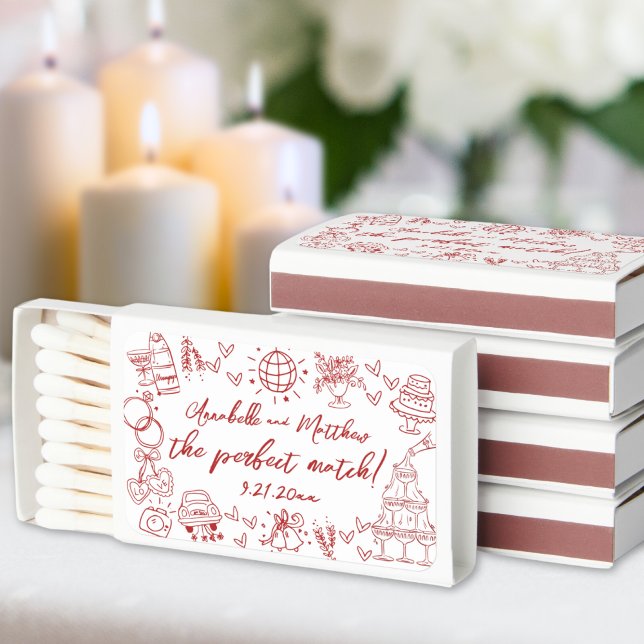 Hand Drawn Perfect Match Red Whimsical Wedding (Hand Drawn Perfect Match Red Whimsical Wedding)
