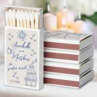 Hand Drawn Perfect Match Vintage Blue Wedding