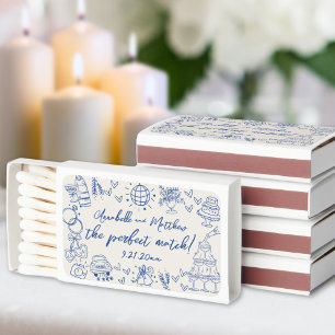 Hand Drawn Perfect Match Vintage Blue Wedding