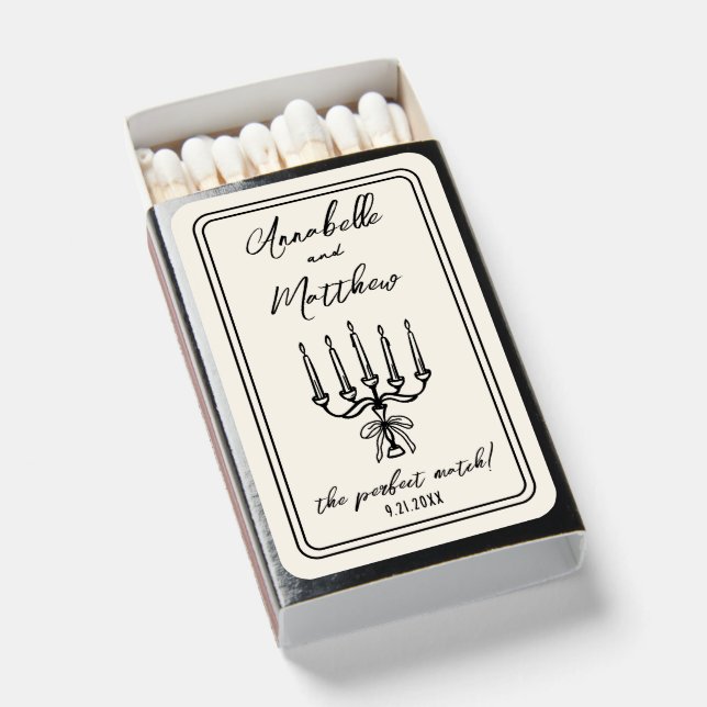 Hand Drawn Perfect Match Wedding Favor (Front Open)