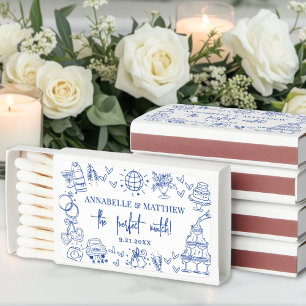 Hand Drawn Perfect Match Whimsical Blue Wedding