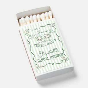 Hand Drawn Perfect Matcha Bridal Shower Favors Matchboxes