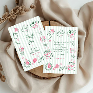Hand Drawn Perfect Matcha Green Bridal Shower Thank You Card