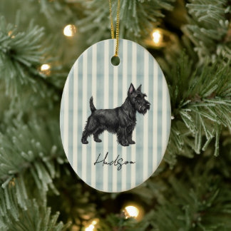 Hand Drawn Pet Portrait Sketch Scottish Terrier Ceramic Ornament
