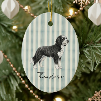 Hand Drawn Pet Portrait Watercolor Doodle Ceramic Ornament
