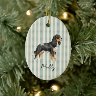 Hand Drawn Pet Portrait Watercolor King Cavalier Ceramic Ornament