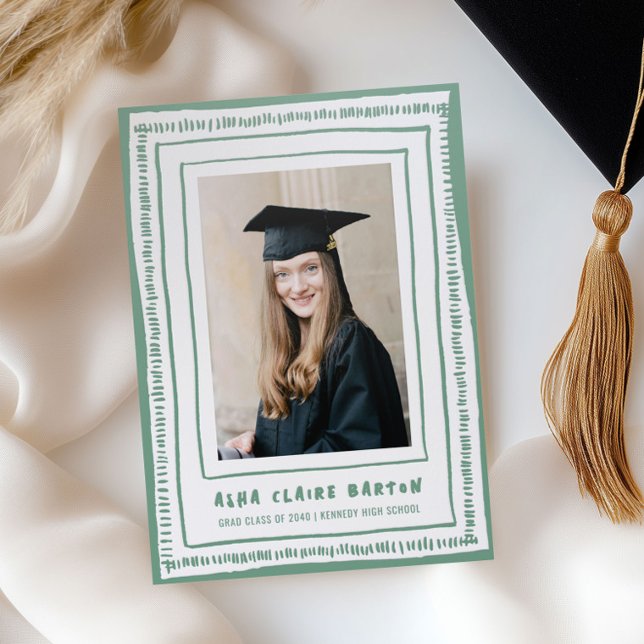 Hand-Drawn Photo Frame Graduation  Letterpress Photo Cards (Hand-Drawn Photo Frame Graduation Letterpress Photo Cards)