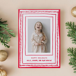 Hand-Drawn Photo Frame Holiday Letterpress Photo Cards
