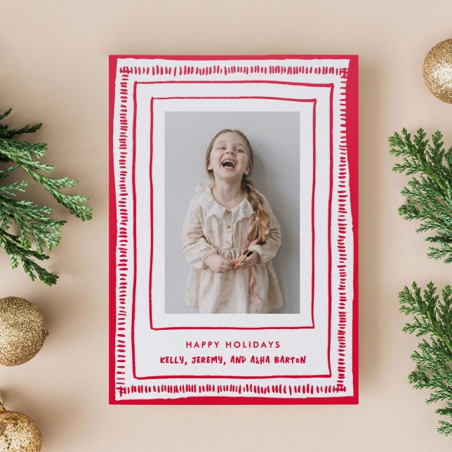 Hand-Drawn Photo Frame Holiday  Letterpress Photo Cards (Hand-Drawn Photo Frame Holiday Letterpress Photo Cards)