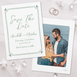 Hand Drawn Photo Green Whimsical Wedding Save The Date
