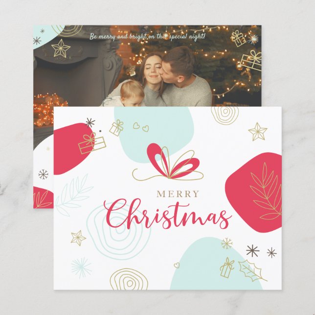 Hand drawn, photos, chic and elegant Christmas  (Front/Back)