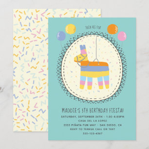 Hand drawn Piñata Mexican Fiesta Birthday Party Invitation