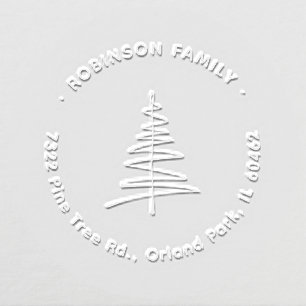Hand-drawn Pine Tree Custom Family Return Address Embosser