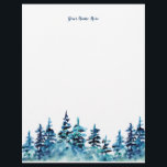 Hand-Drawn Pine Tree Forest Green Blue Letterhead<br><div class="desc">Note from artist Mary Kunz Goldman: I painted these misty pine trees by hand, in watercolor, the old-fashioned way. With their soft colors of green, blue, and teal, they can lend a natural, outdoors feel to your day! Perfect for anyone who loves camping, our planet, nature, the earth, the environment...</div>