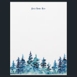 Hand-Drawn Pine Tree Forest Green Blue Letterhead<br><div class="desc">Note from artist Mary Kunz Goldman: I painted these misty pine trees by hand, in watercolor, the old-fashioned way. With their soft colors of green, blue, and teal, they can lend a natural, outdoors feel to your day! Perfect for anyone who loves camping, our planet, nature, the earth, the environment...</div>