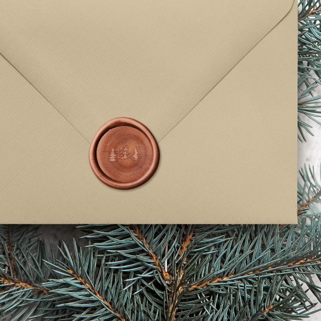 Hand-drawn Pine Trees Family Name Merry Christmas Wax Seal Stamp (Creator Uploaded)