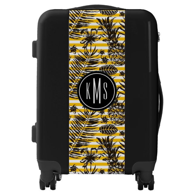 Hand Drawn Pineapples | Monogram Luggage (Front)