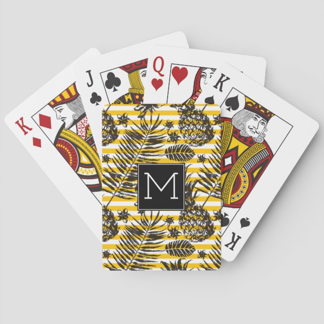 Hand Drawn Pineapples | Monogram Poker Cards (Back)