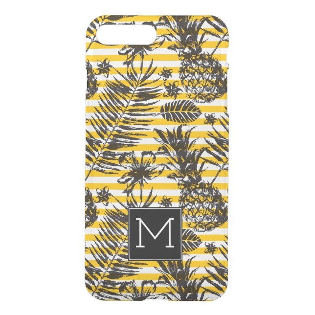 Hand Drawn Pineapples | Monogram Uncommon iPhone Case (Back)