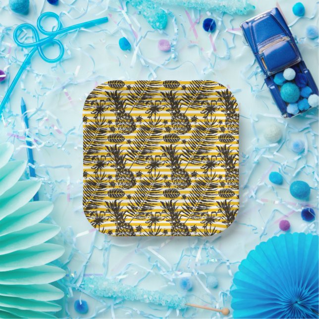 Hand Drawn Pineapples Paper Plates (Party)