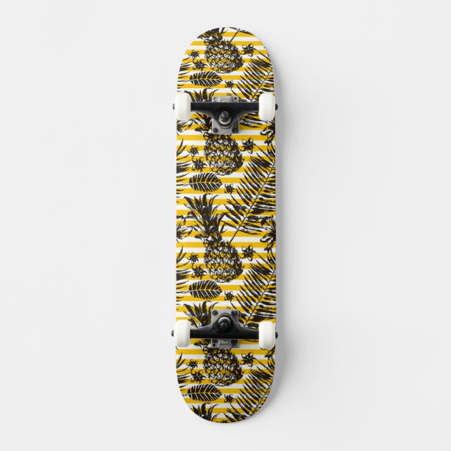Hand Drawn Pineapples Skateboard Deck (Front)
