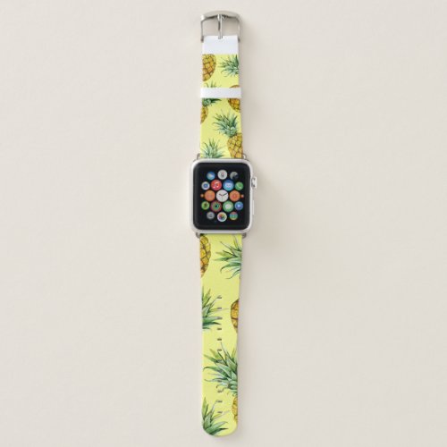 Hand Drawn Pineapples Watercolor Seamless Apple Watch Band