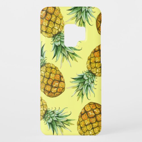 Hand Drawn Pineapples Watercolor Seamless Case_Mate Samsung Galaxy S9 Case