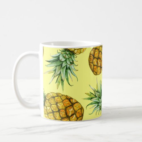 Hand Drawn Pineapples Watercolor Seamless Coffee Mug