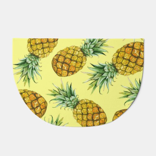 Hand Drawn Pineapples Watercolor Seamless Doormat