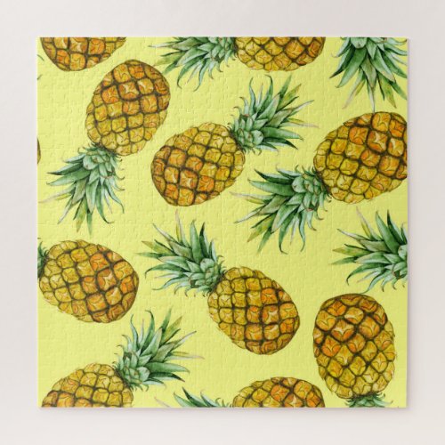 Hand Drawn Pineapples Watercolor Seamless Jigsaw Puzzle